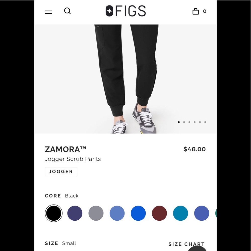 Figs- Zamora jogger style scrub pant- Small Black